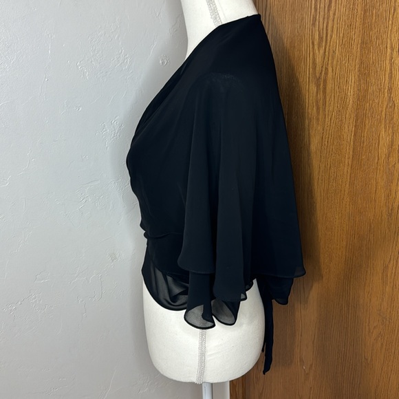 Alex Evenings black chiffon flutter sleeve bolero top OS - Picture 2 of 7